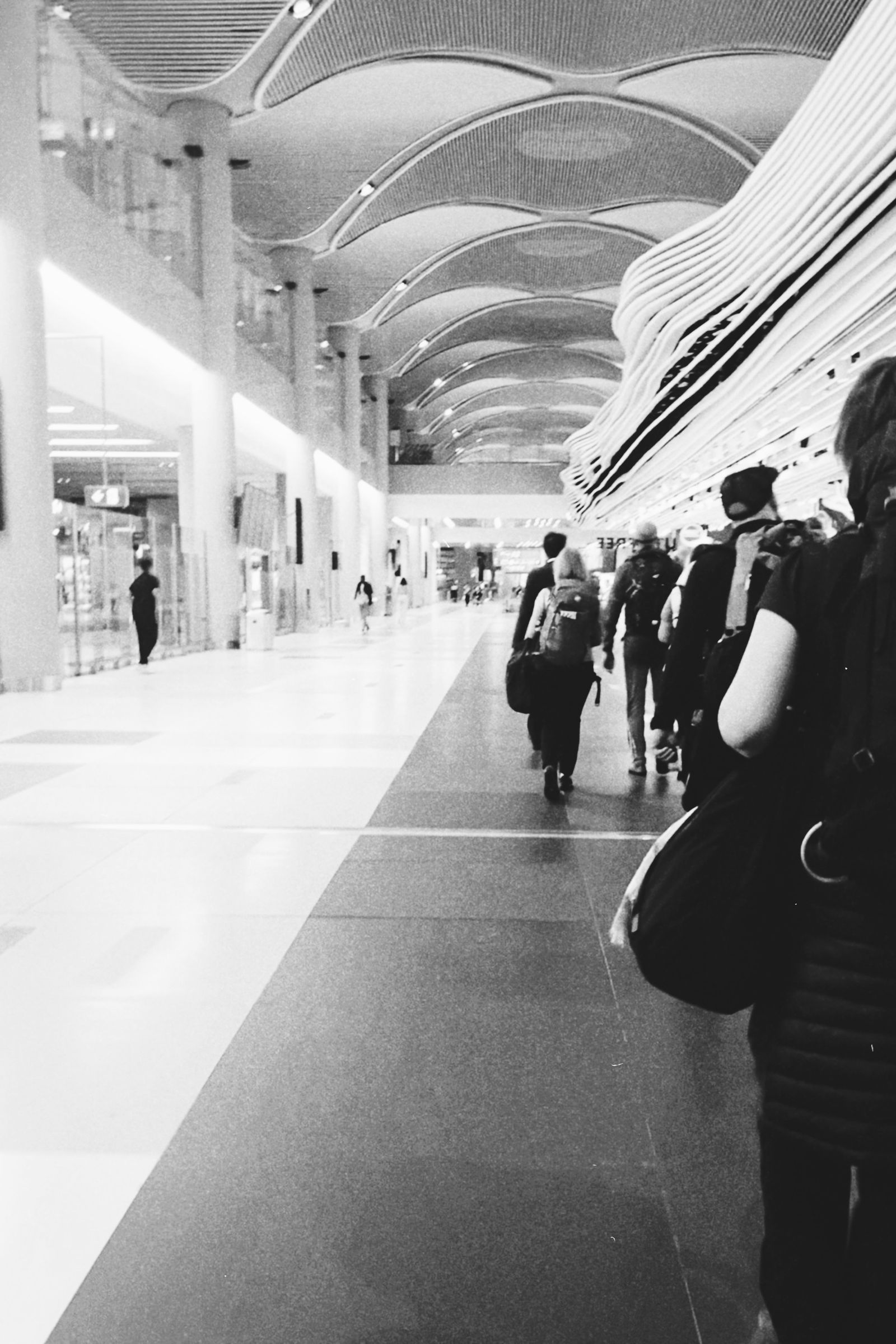 Travellers moving through Istanbul Airport